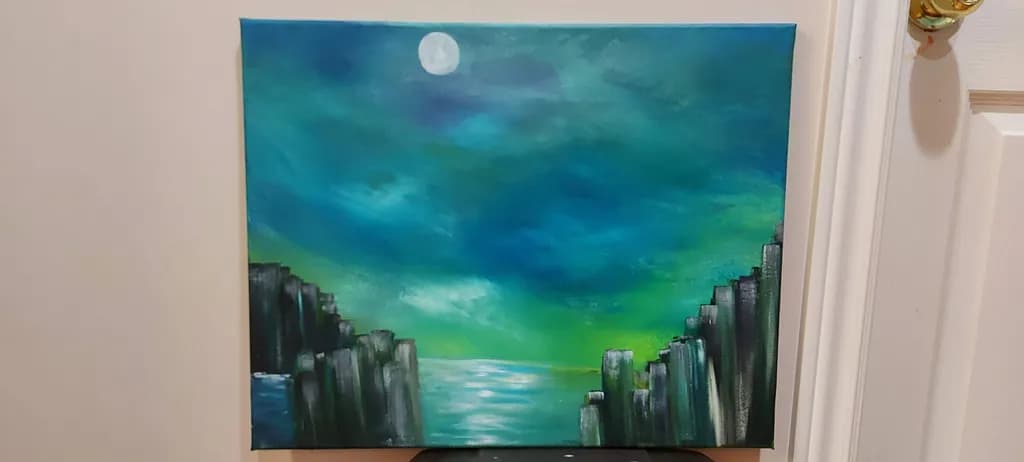 Moonlit Turquoise Seascape