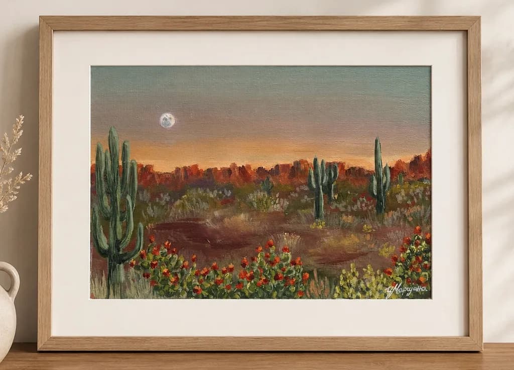 Desert Moonlight with Cacti