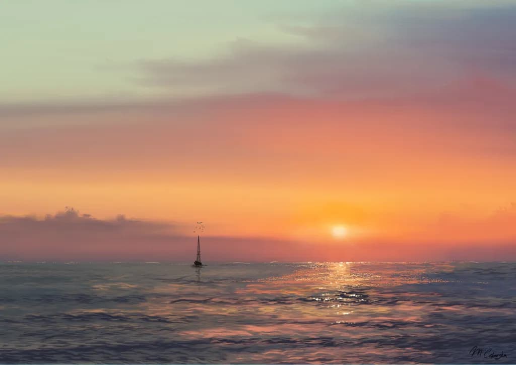 July Sunset Over Ocean