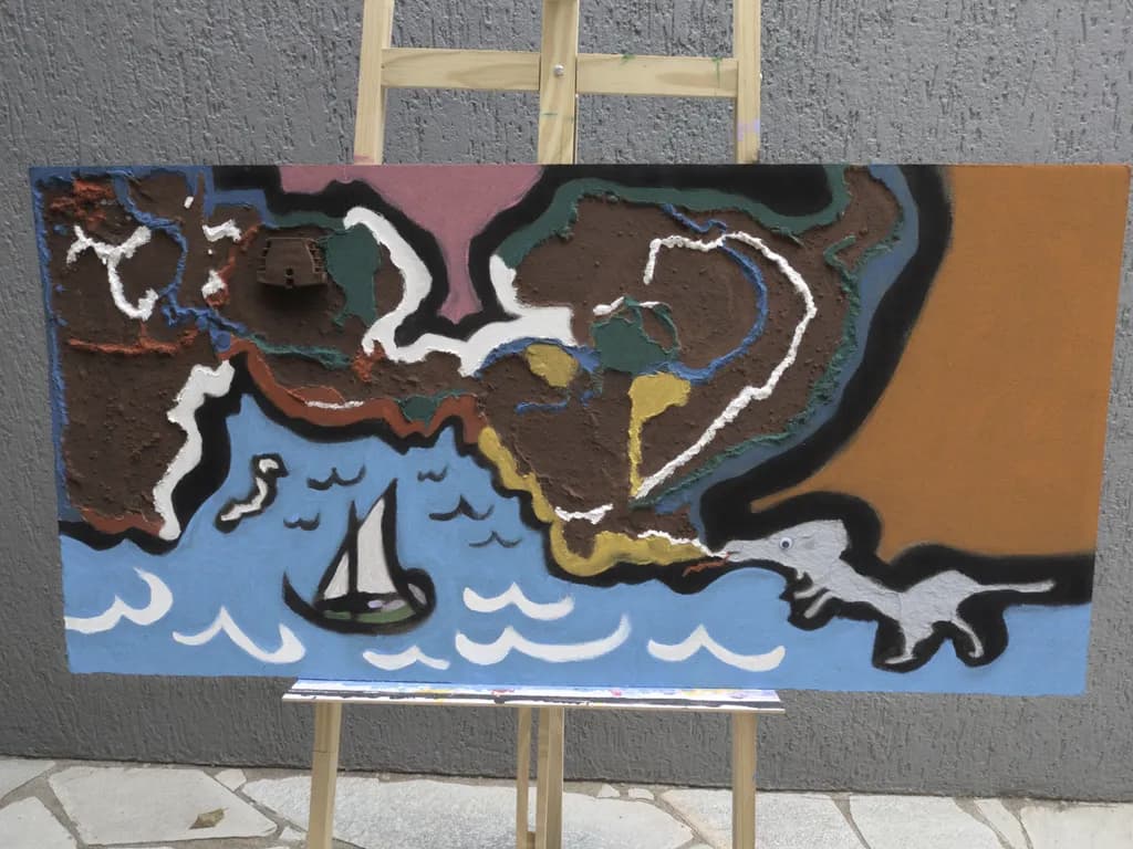 Coastal Map with Sailboat