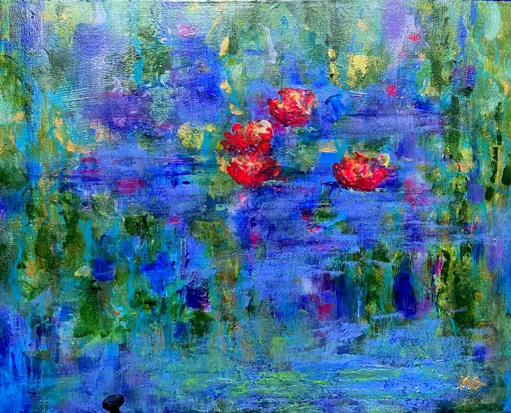 Crimson Lilies in Blue Silence