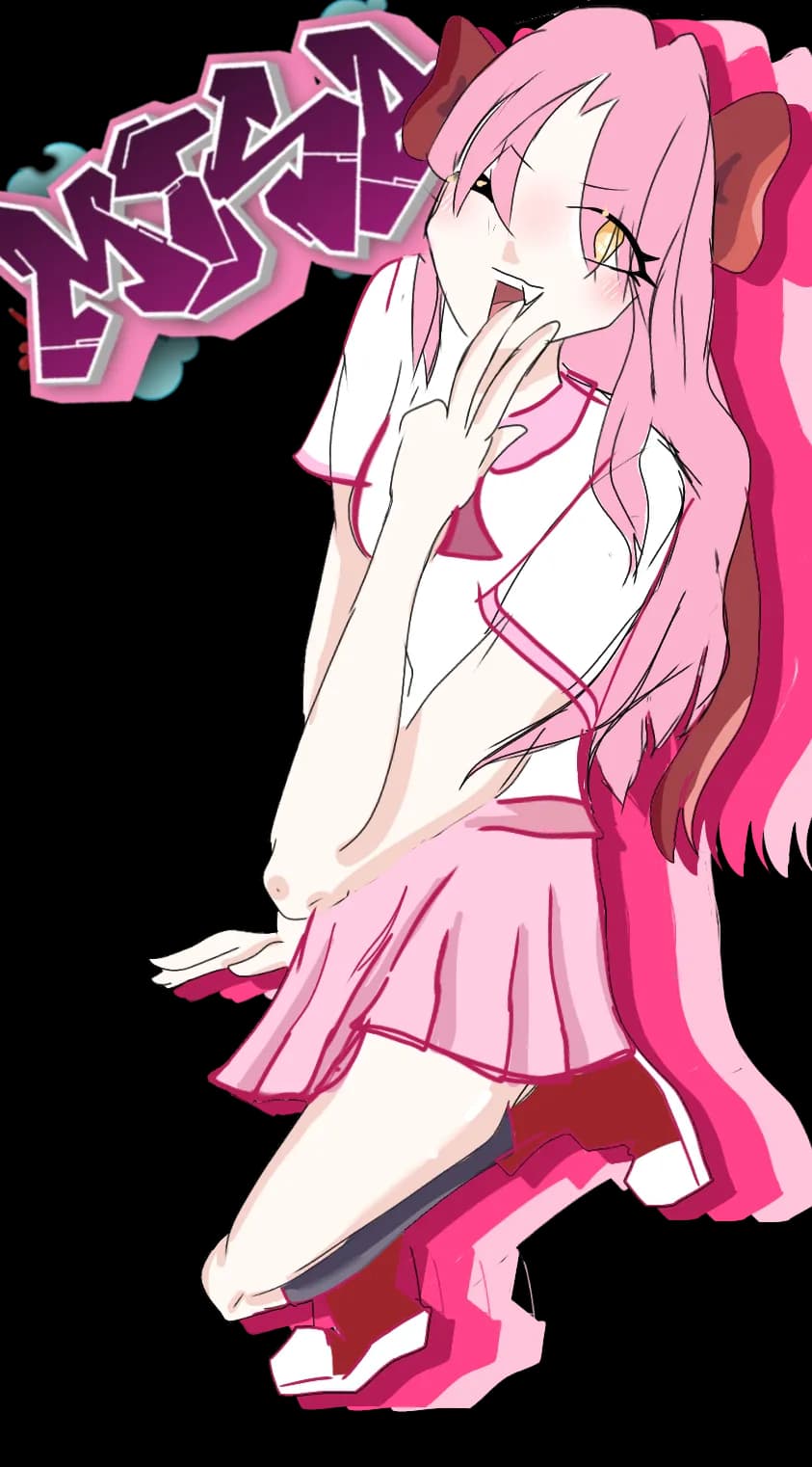 Playful Pink Character