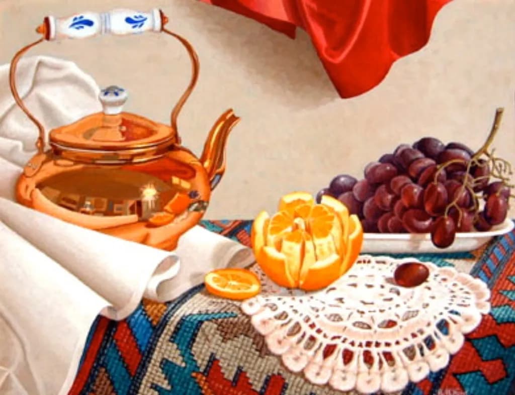 Copper Kettle and Fruit