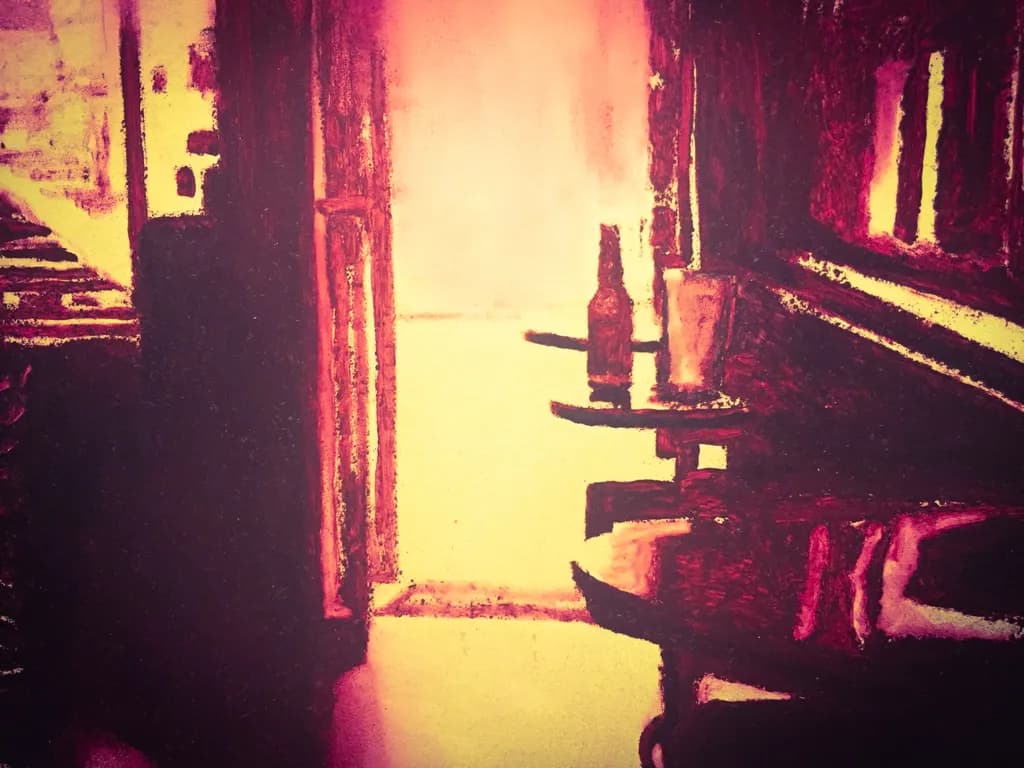 Whispers of the Evening: A Bar's Embrace in Warm Hues
