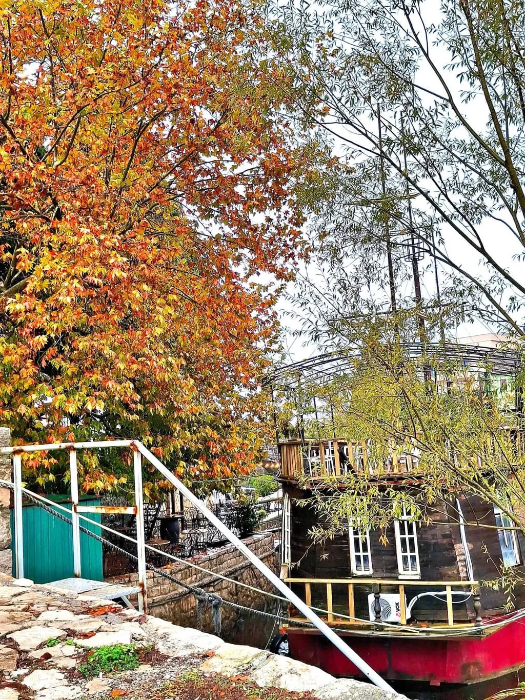 Autumn Houseboat Serenity