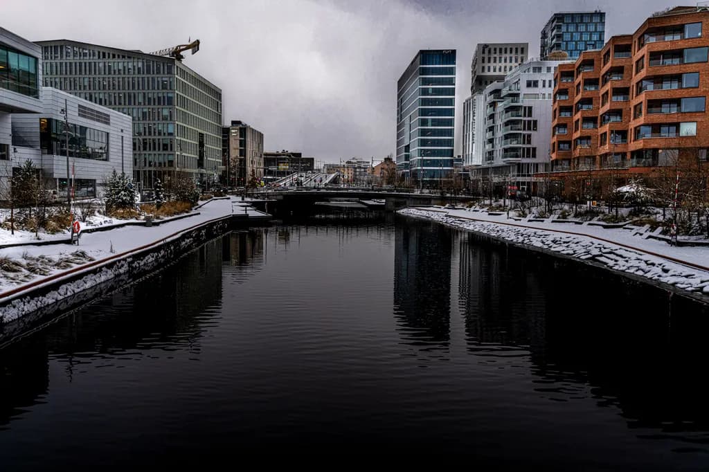 Winter Canal Reflection