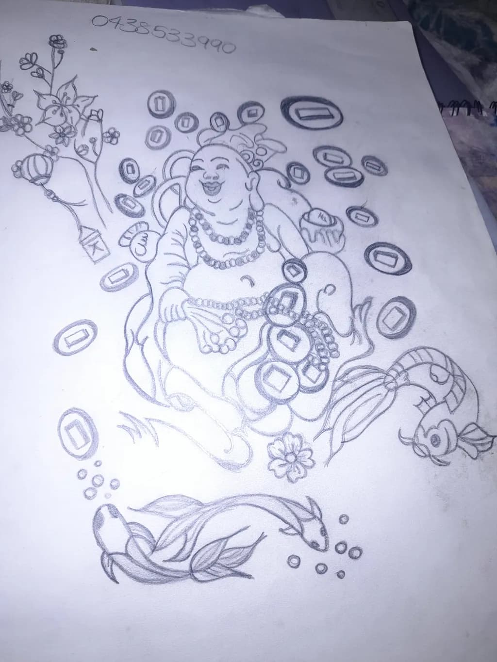 Laughing Buddha and Koi