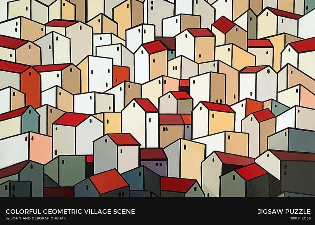 Geometric Village Scene