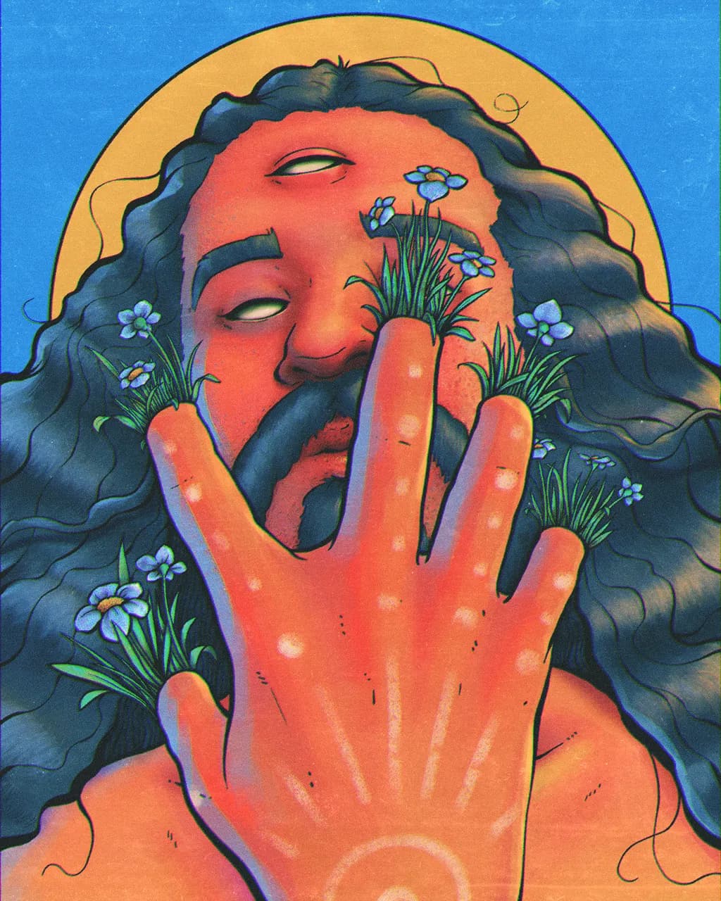 Floral Hand Face