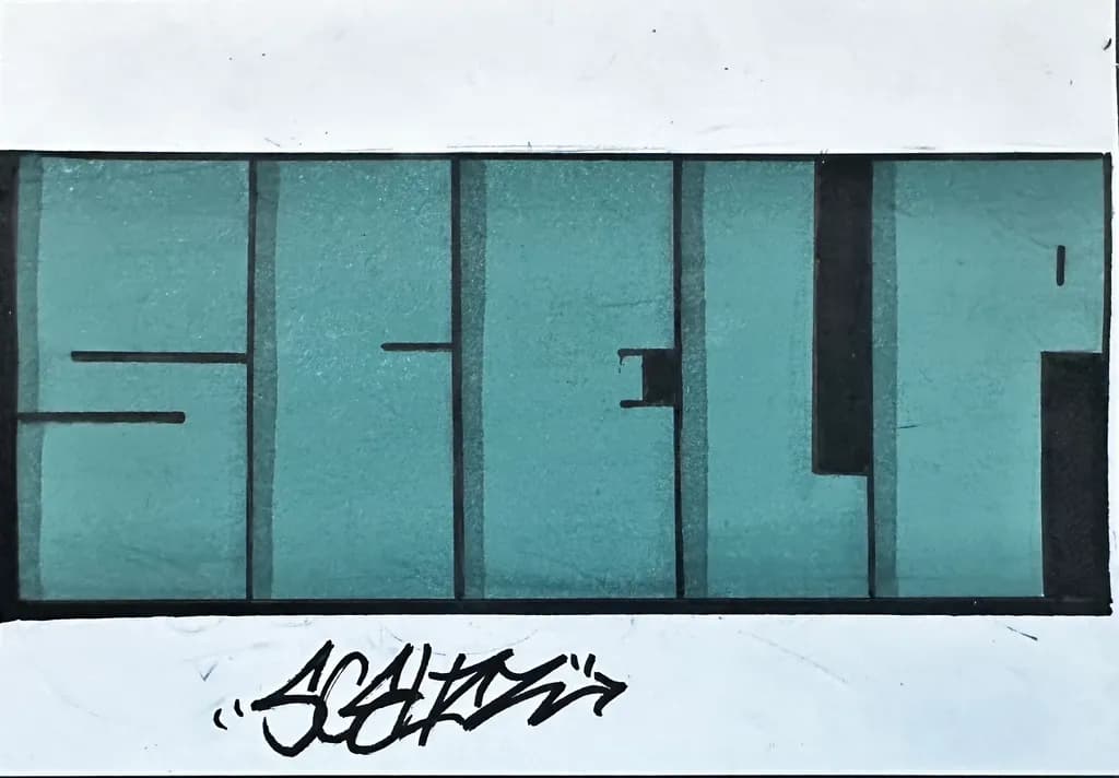 Blue Block Letters