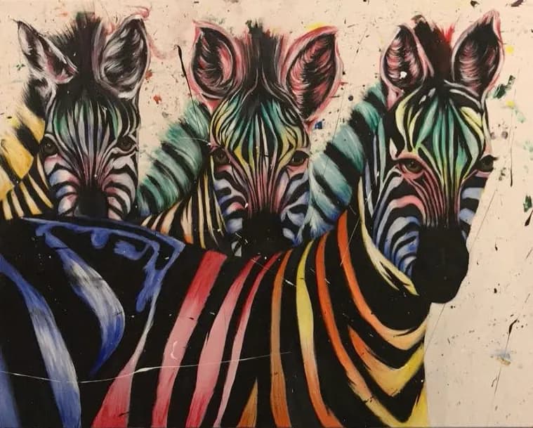 Colorful Zebras Trio