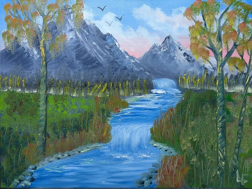 Whispers of Nature: A Serene Mountain Stream at Dusk