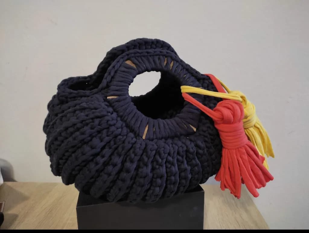 Navy Woven Statement Bag
