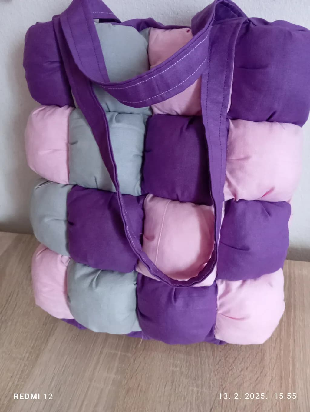 Puffed Color Block Tote