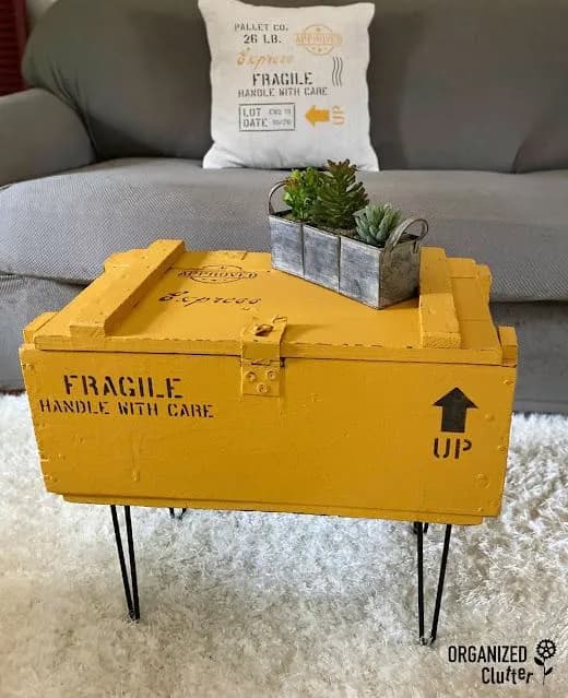Vintage Yellow Crate Table