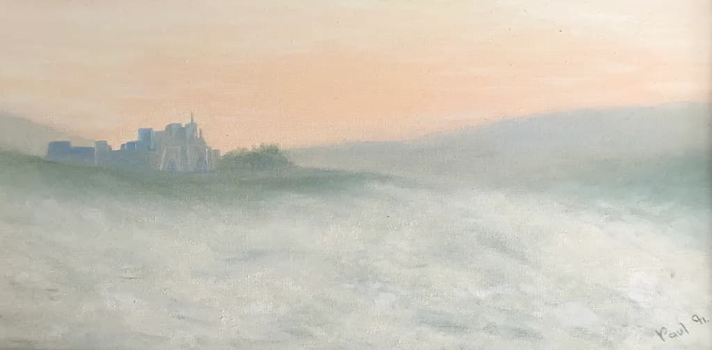 Dover castle in the early morning mist