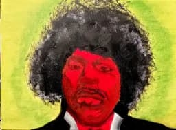 Sargent Pepper , portrait of Jimi Hendrix watching and listening