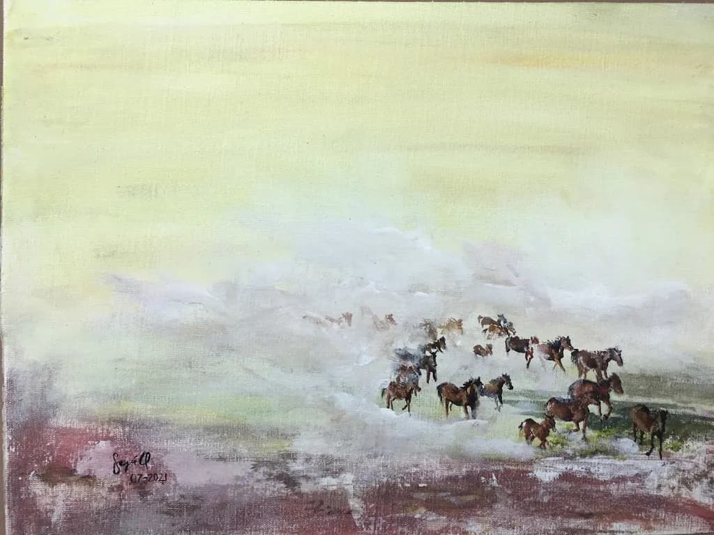 Horses in Mist