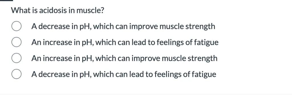 Muscle Acidosis Quiz