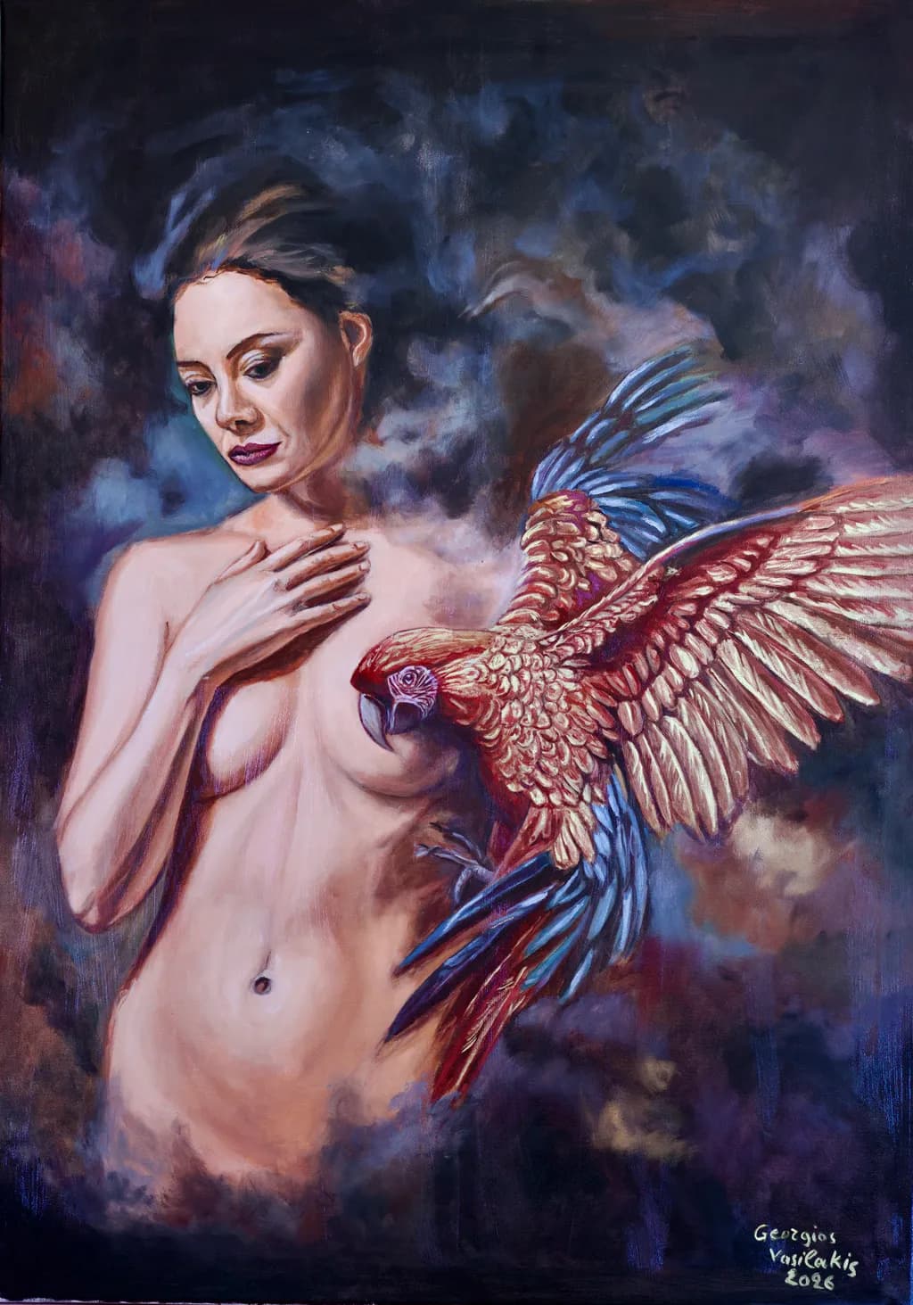 Woman with Parrot