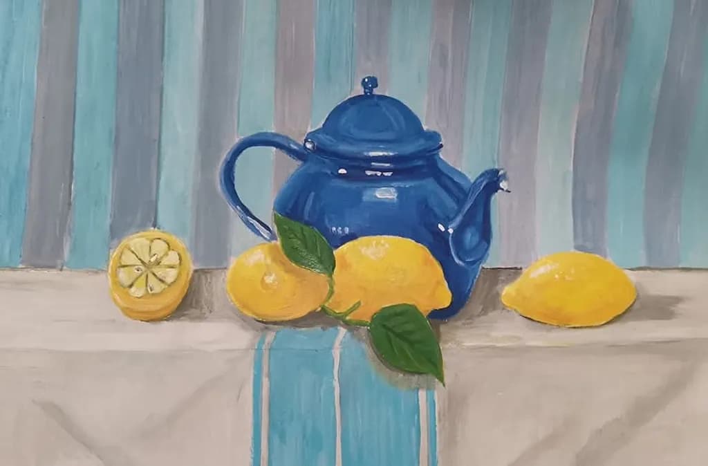 Blue Teapot with Lemons