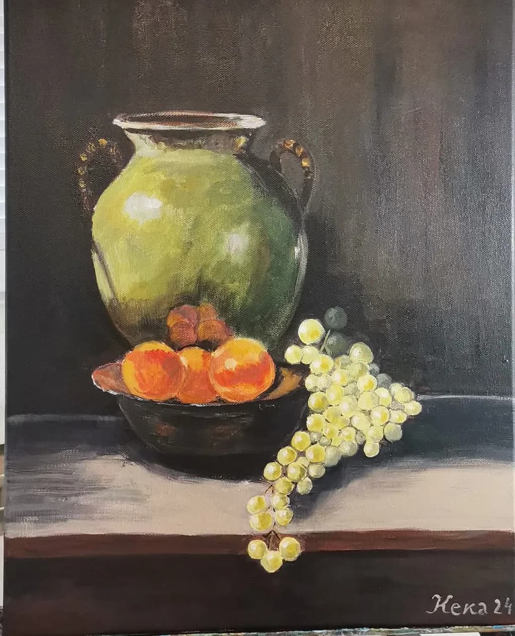 Green Vessel and Fruit
