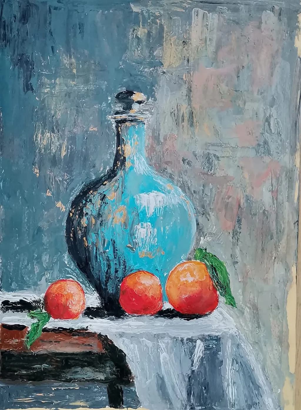 Blue Bottle with Oranges