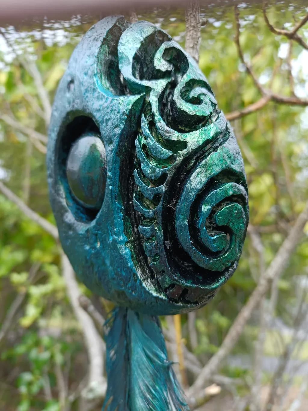 Teal Swirl Carving