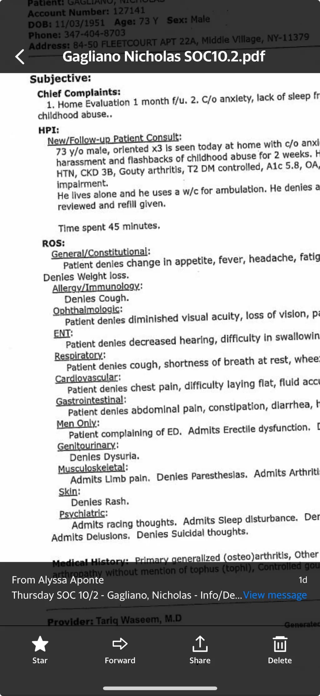 Patient Evaluation Report