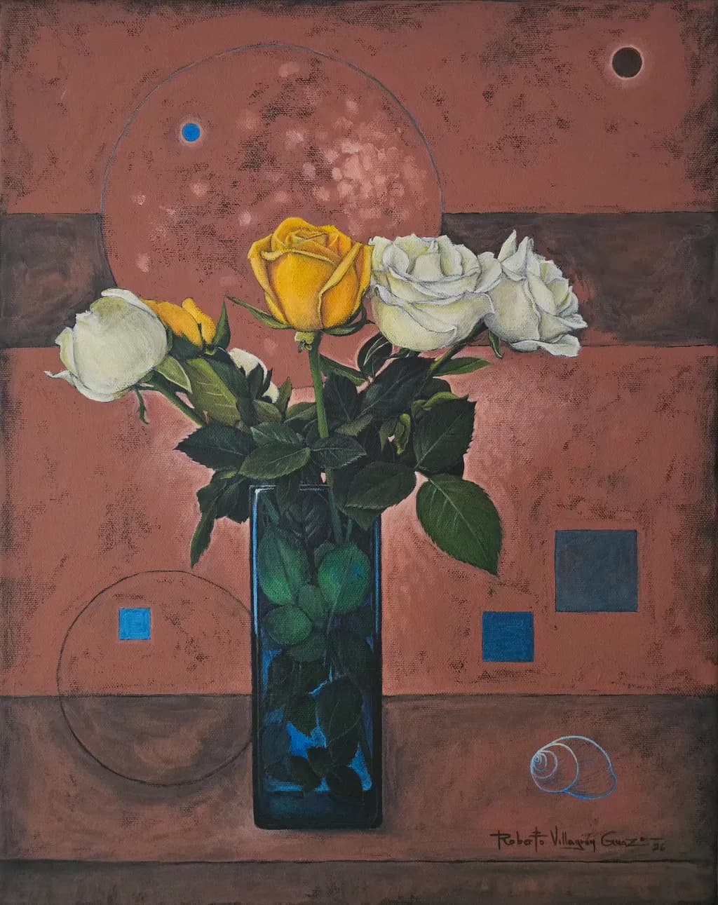 NATURALEZA MUERTA CON ROSAS Acrílico sobre tela 50 x 40 cm 2026