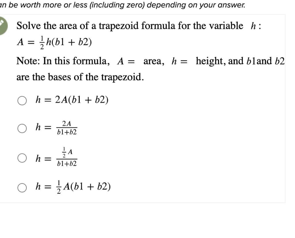 Trapezoid Area Formula