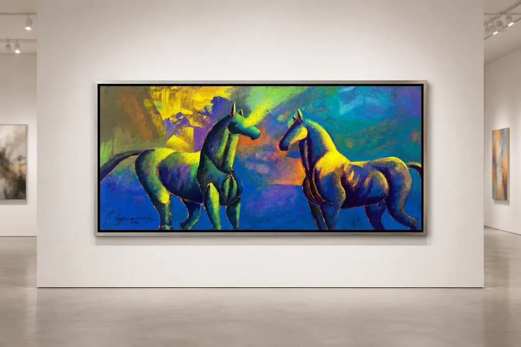 Facing Horses Canvas