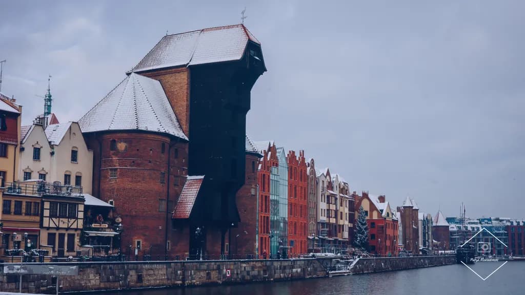 Snowy Waterfront Architecture