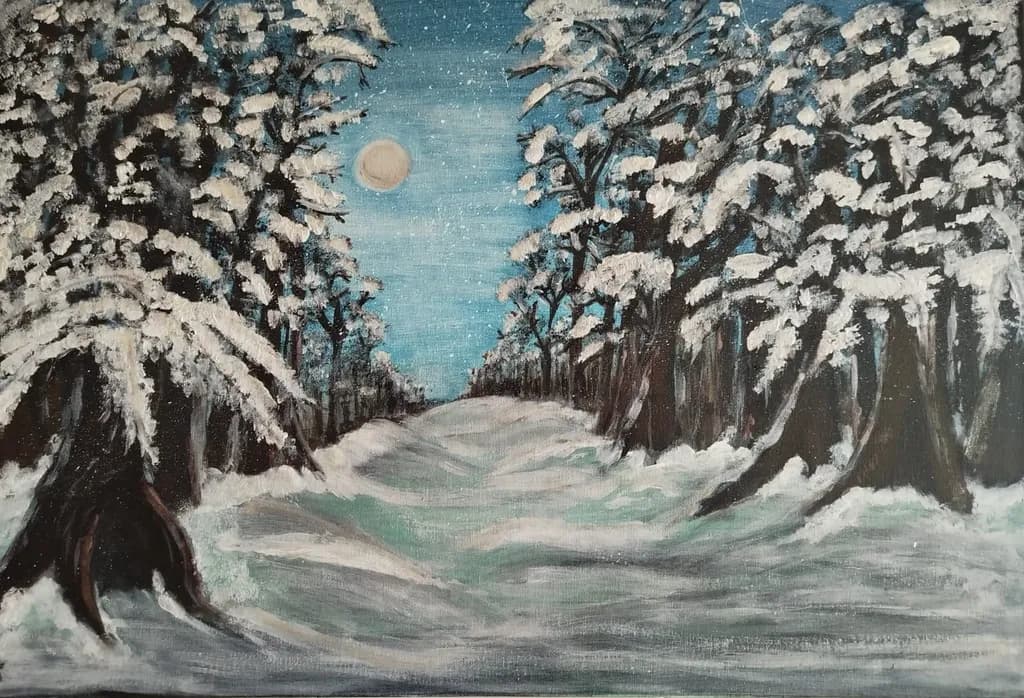 Moonlit Winter Forest
