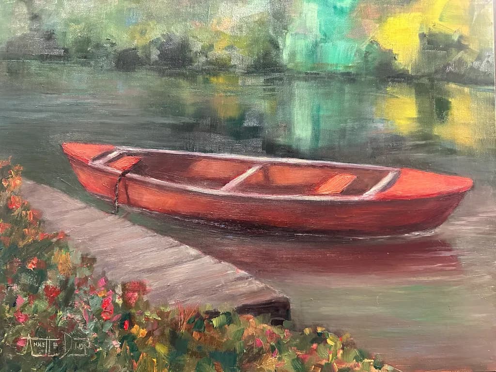 Red Canoe Reflection