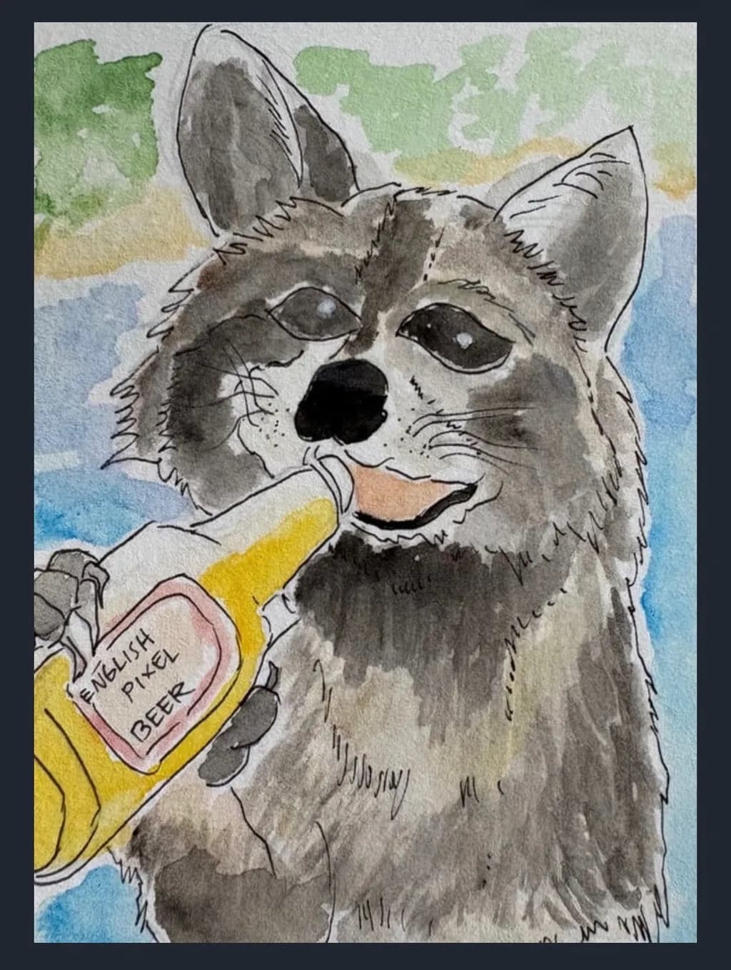 Raccoon with Beer