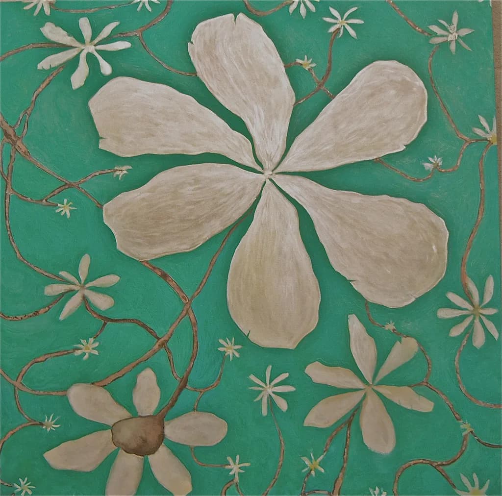White Flowers on Green