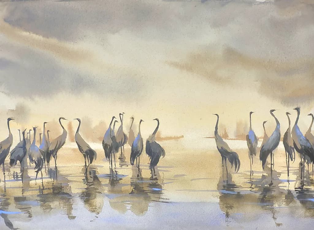 Cranes at Dusk