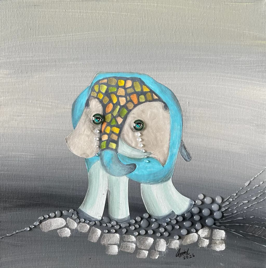 Mosaic Elephant Embrace