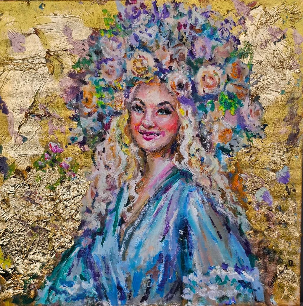 Blue-Gowned Flower Portrait