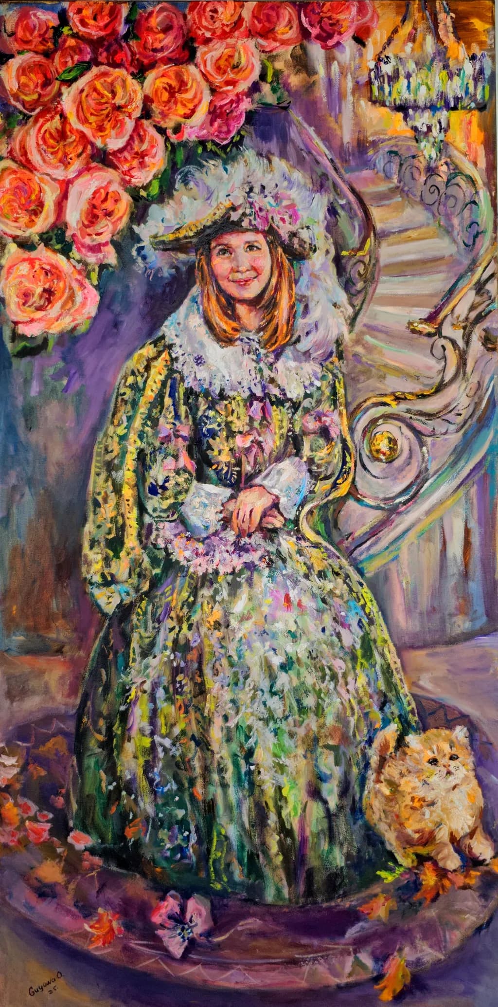 Girl Beside the Rose Staircase