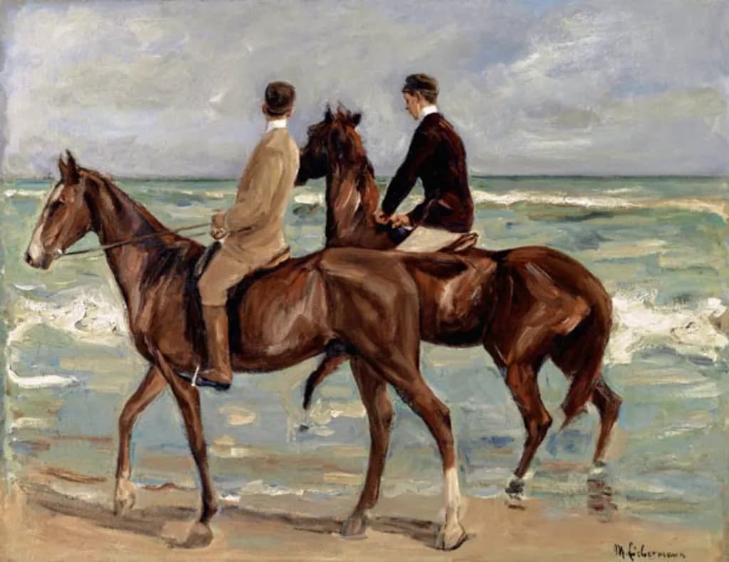Men on Horseback on the Beach - Max Liebermann