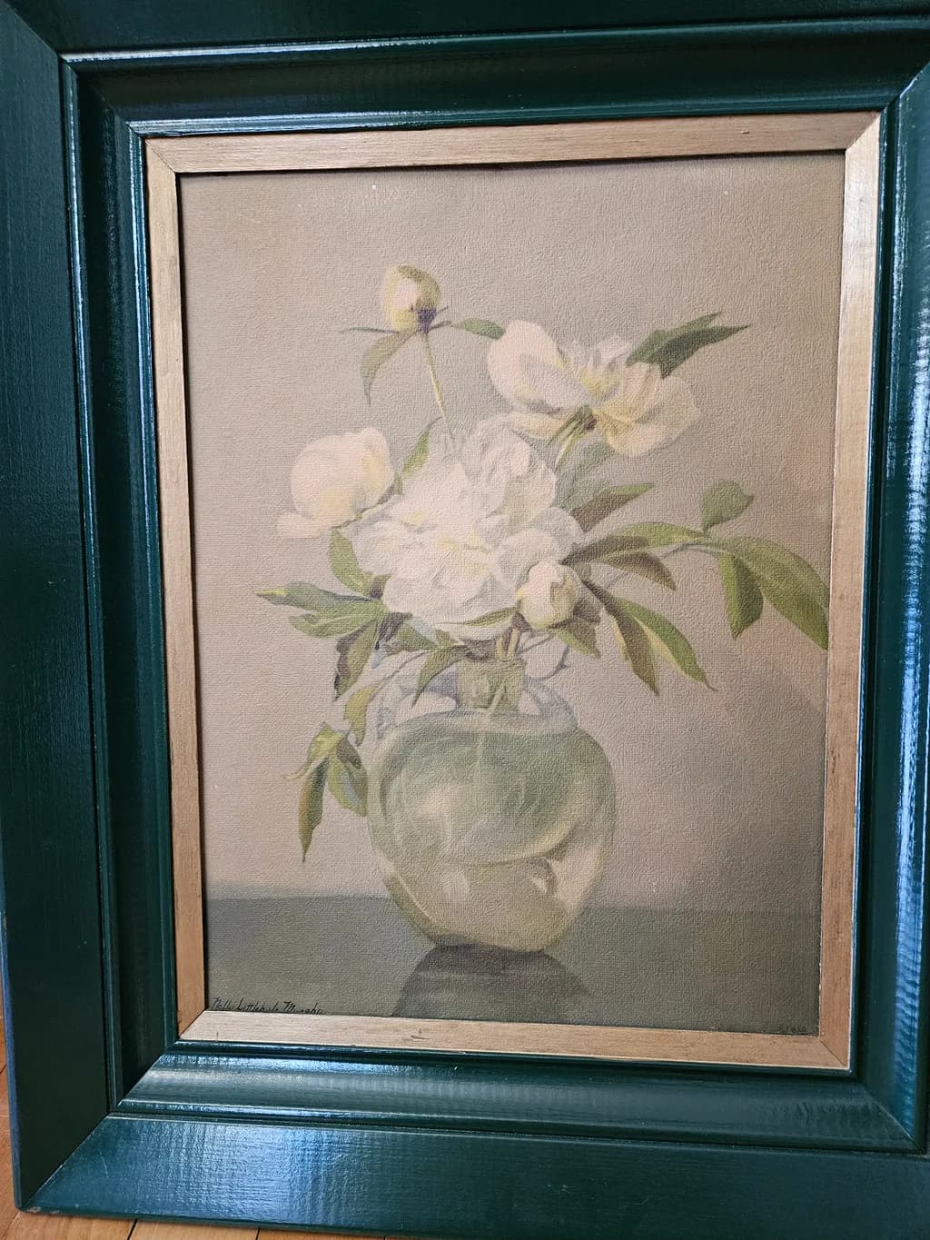 White Peonies in Glass Vase