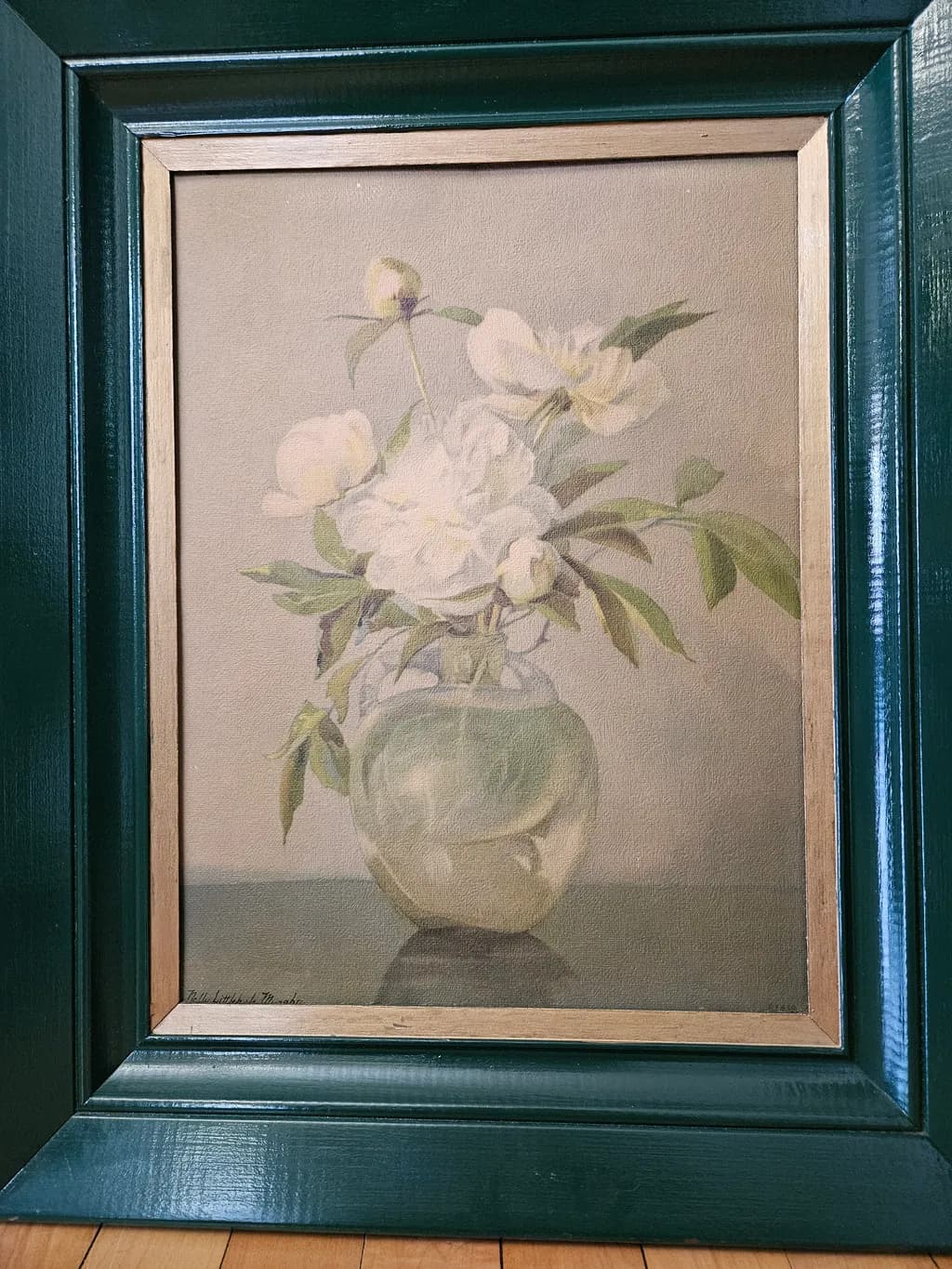 White Peonies in Glass Vase