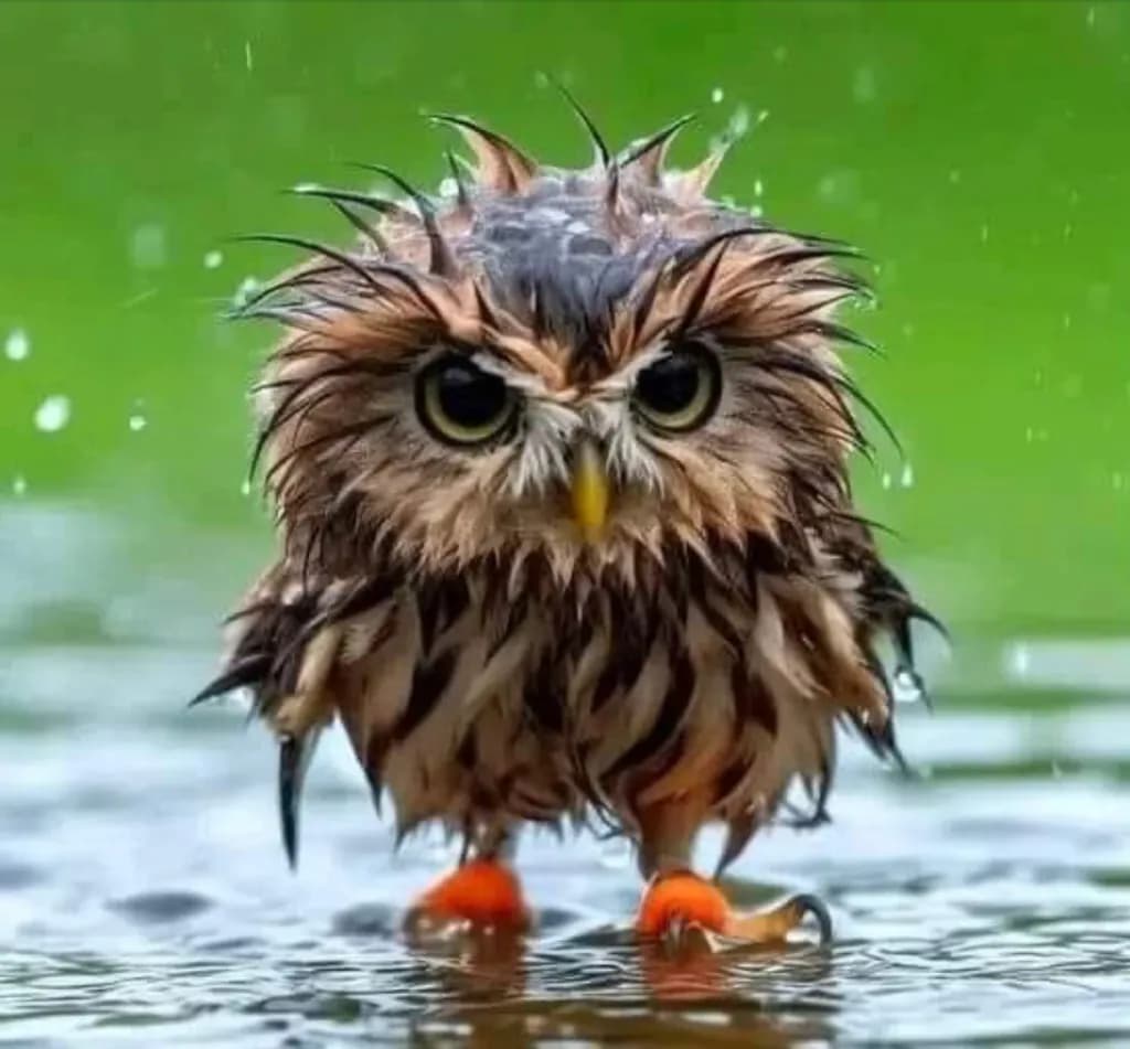 Curious Wet Owl