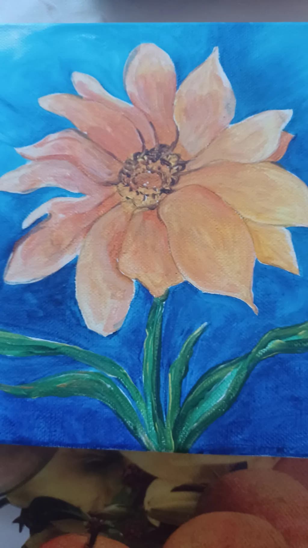 Peach Bloom on Blue
