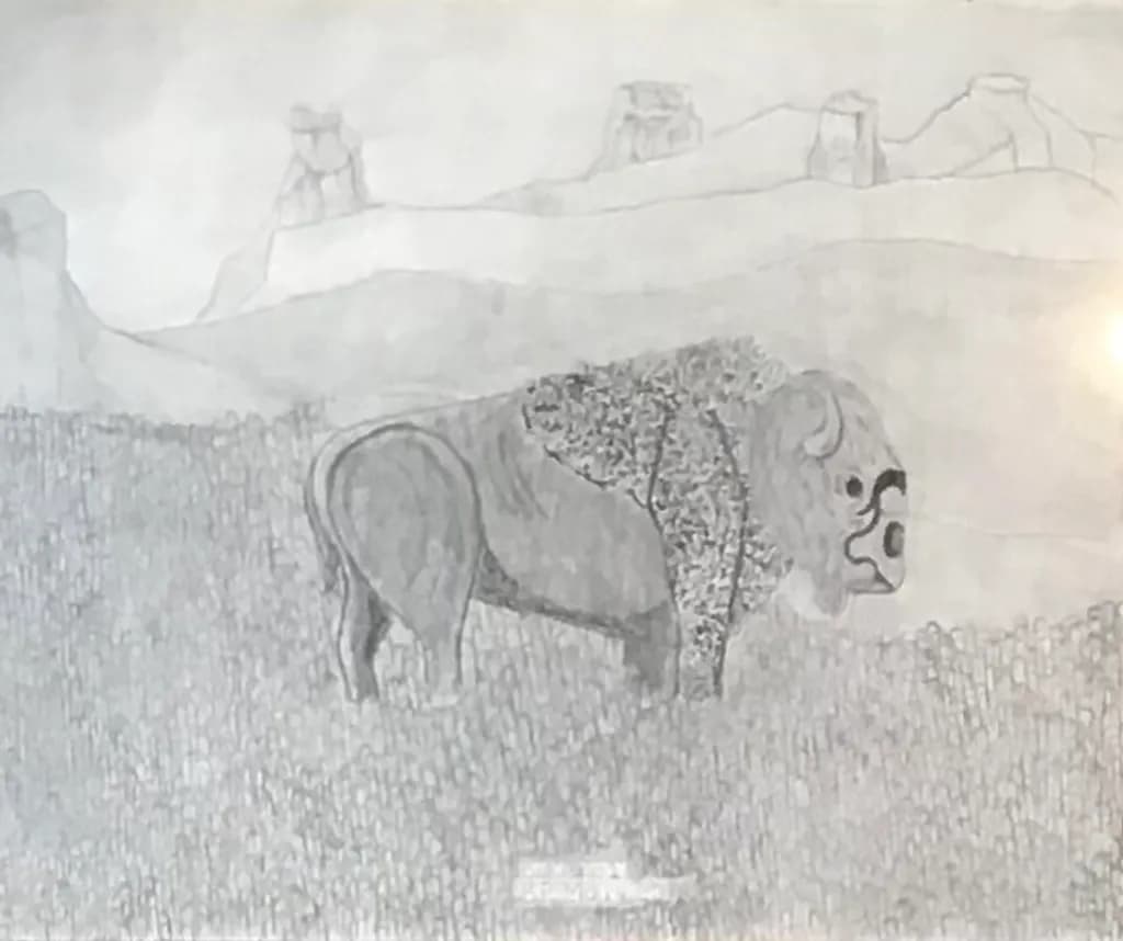 Monochrome Bison Landscape