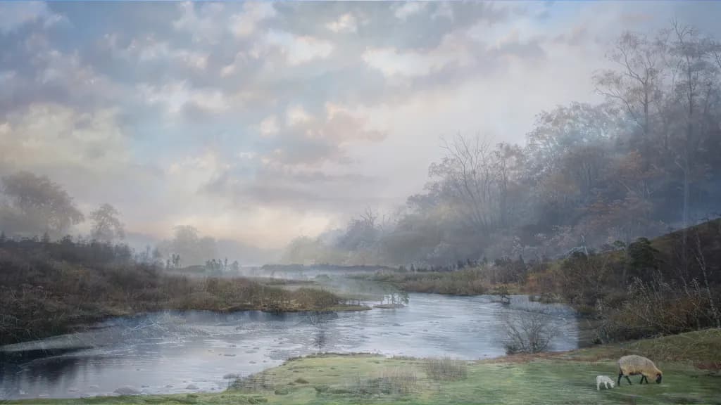 Misty Riverbank