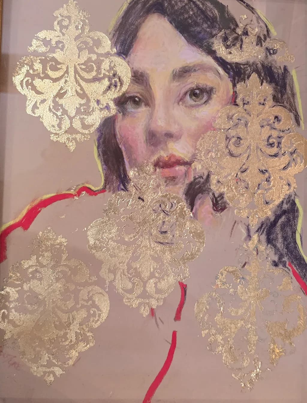 Portrait with Gold Patterns