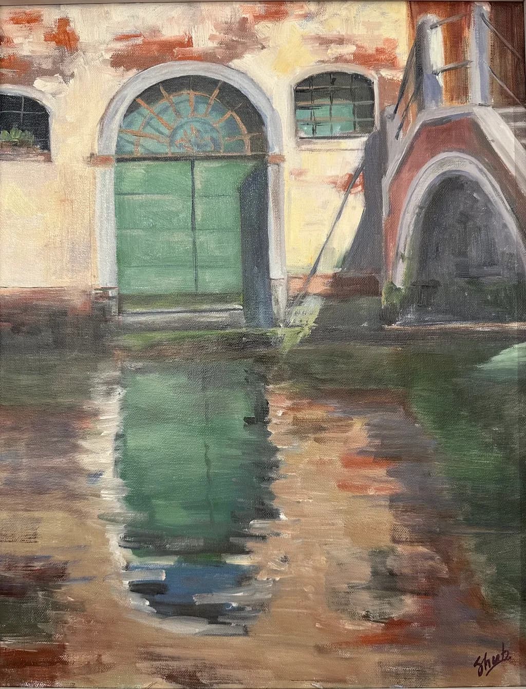 Green Door Reflection